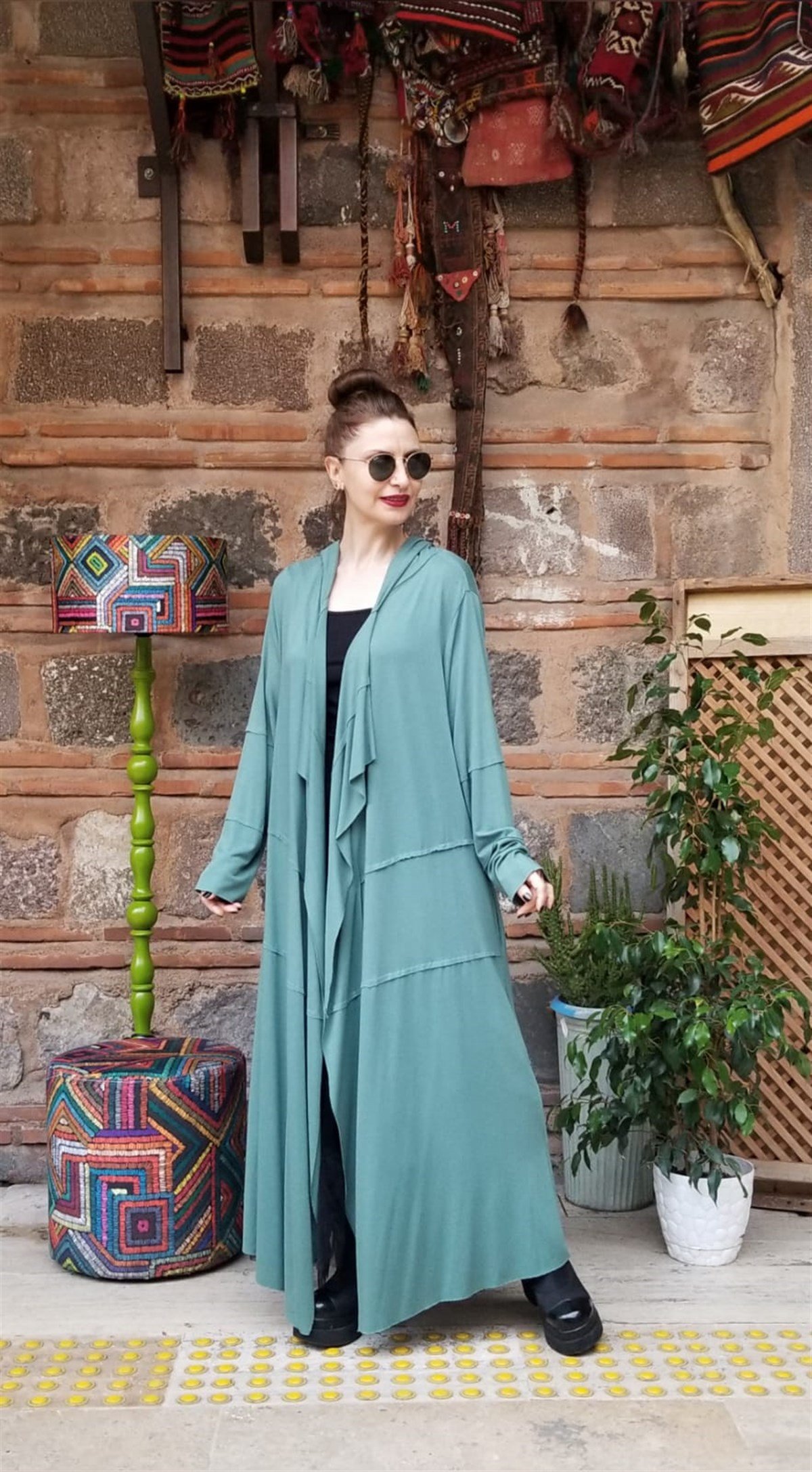 Çağla Yeşili Triko Kaftan