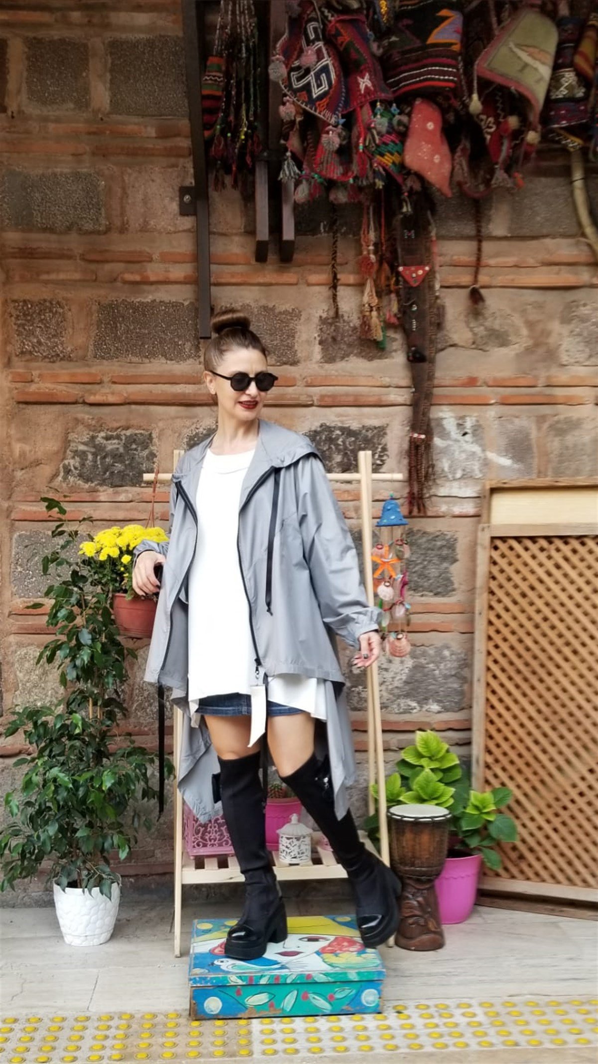 İtalyan Gri Yağmurluk 