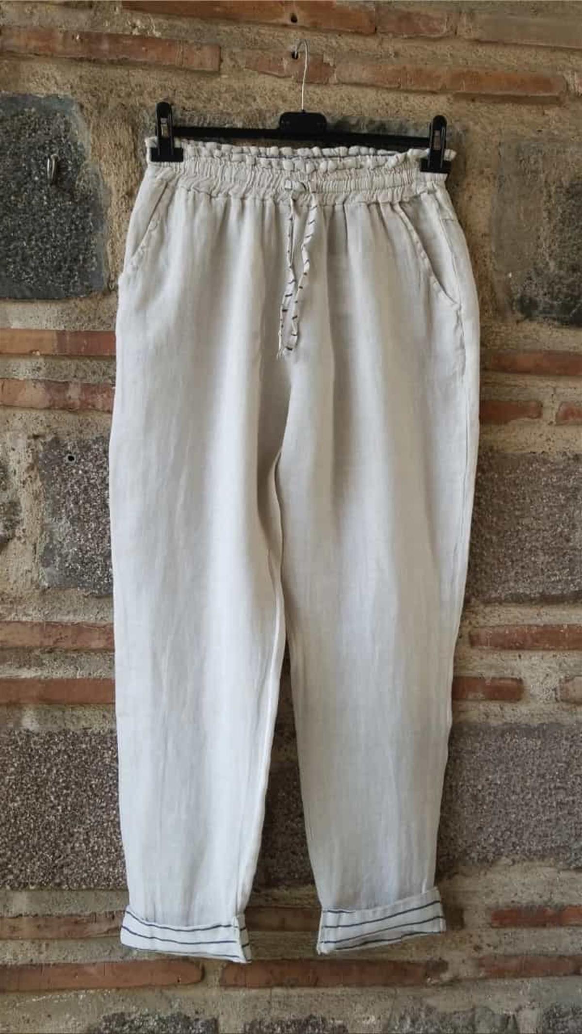 İTALYAN HAVUÇ MODEL KETEN PANTOLON 