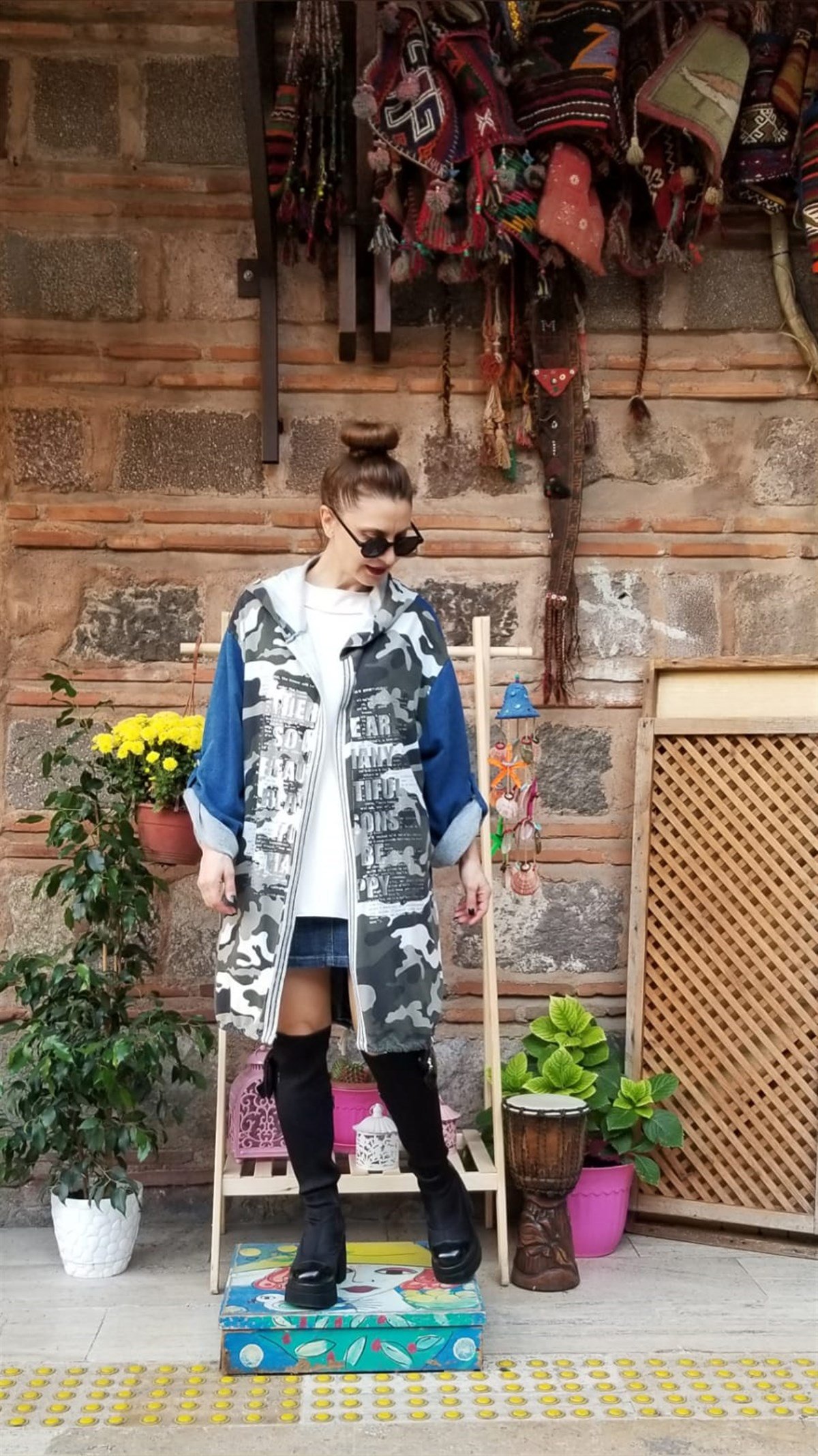 Kamuflaj Desen Kapışonlu Spor Ceket
