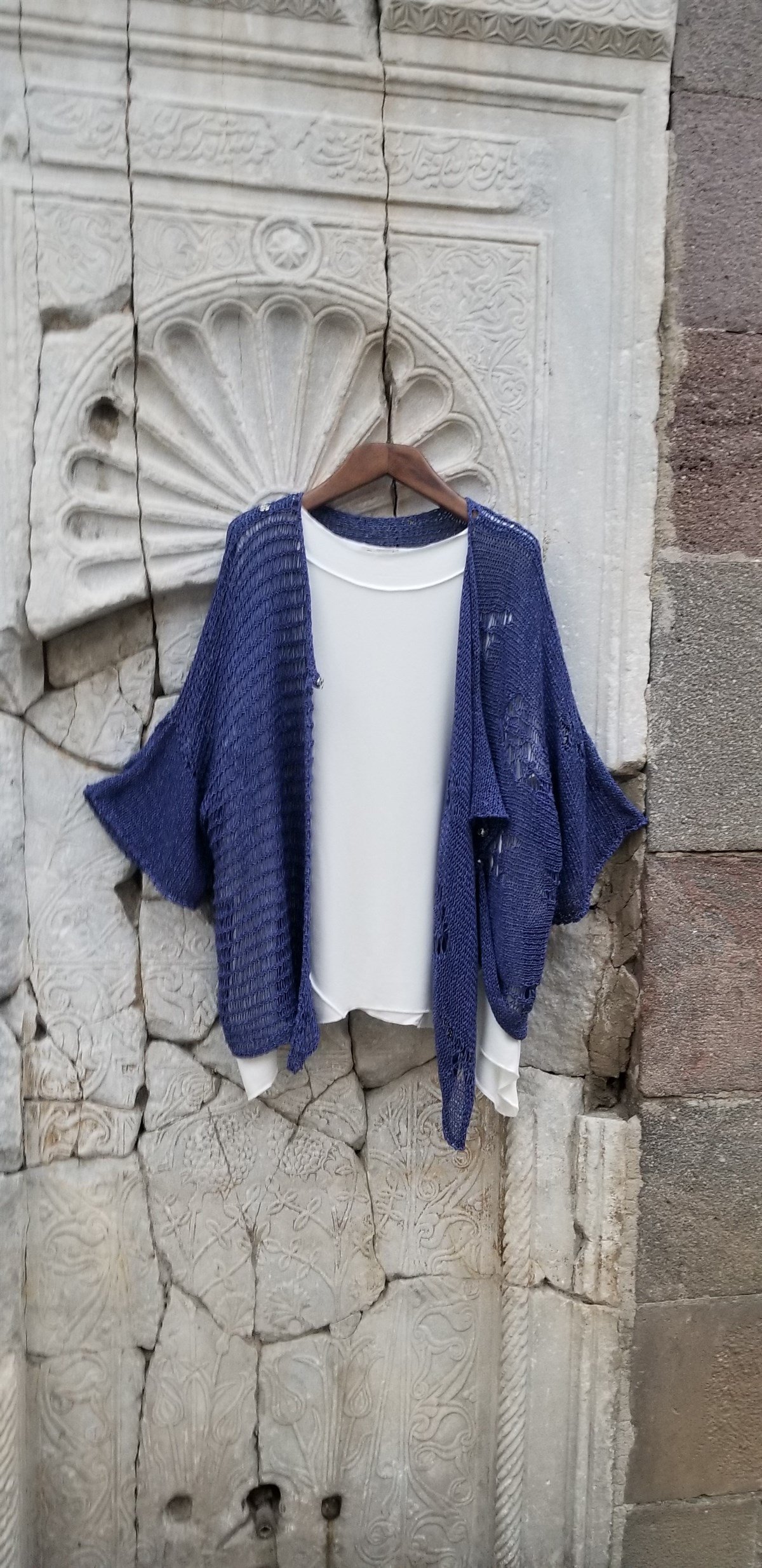 Lacivert Çıtçıtlı Bluz