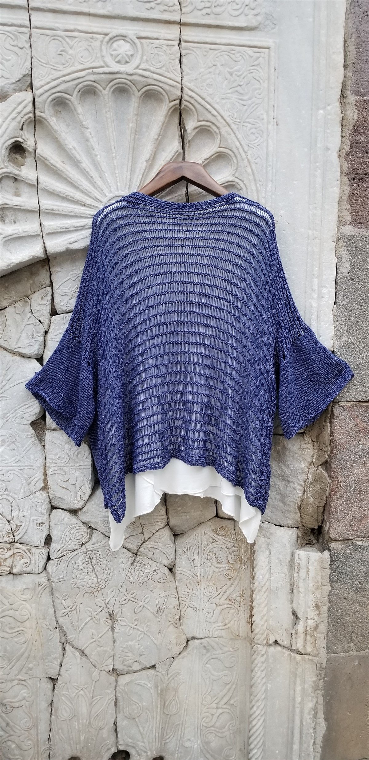 Lacivert Çıtçıtlı Bluz