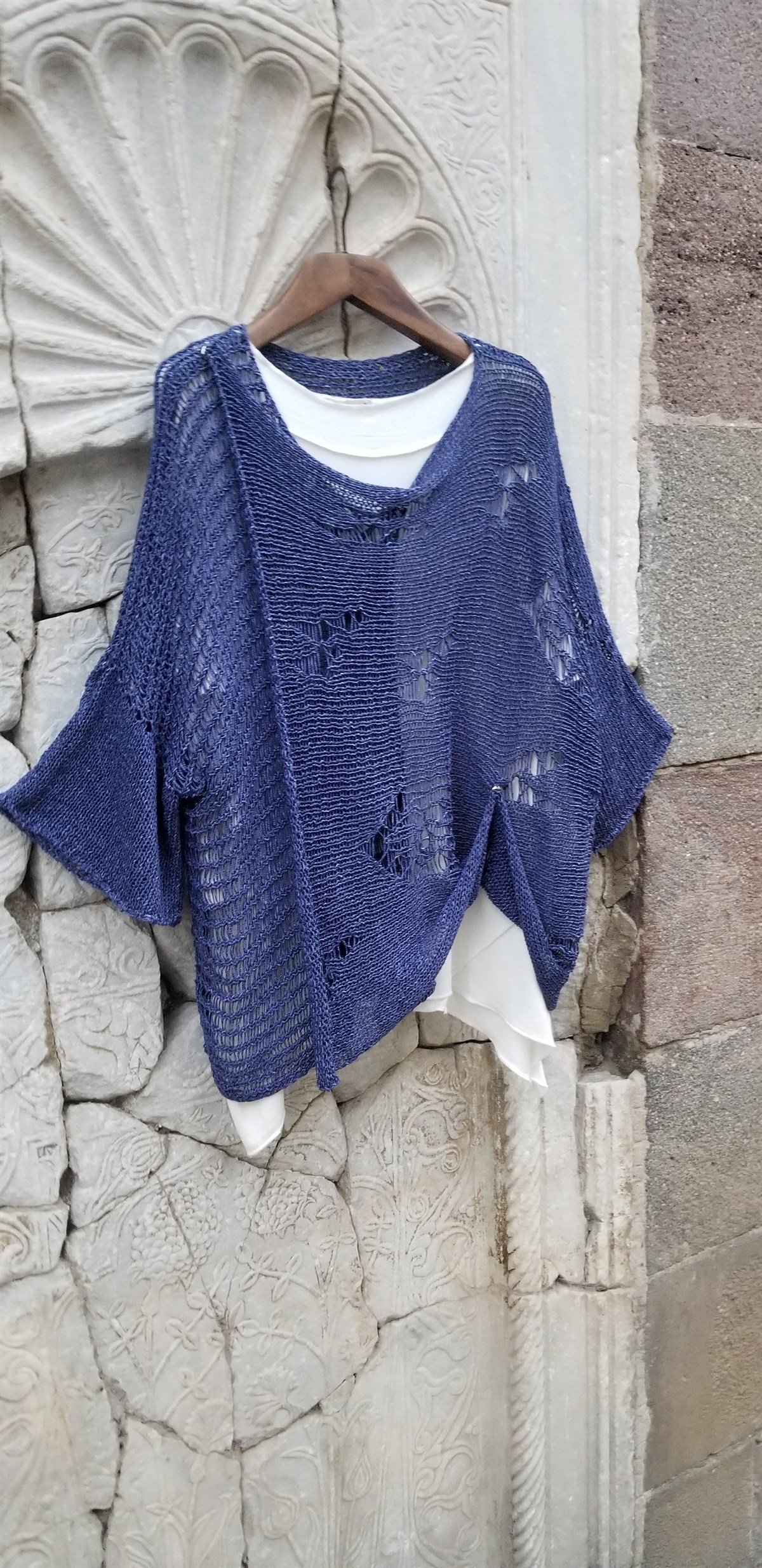 Lacivert Çıtçıtlı Bluz