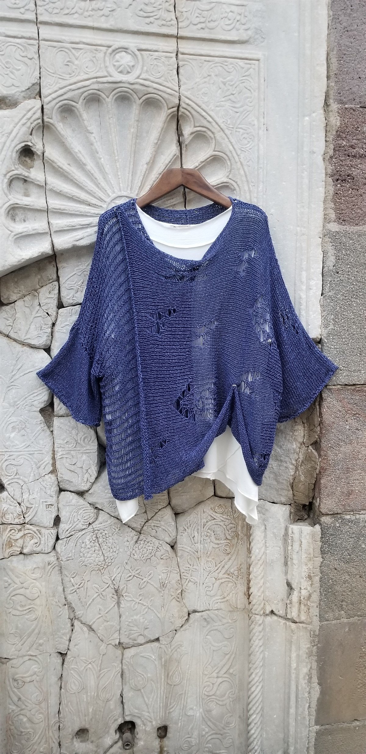 Lacivert Çıtçıtlı Bluz