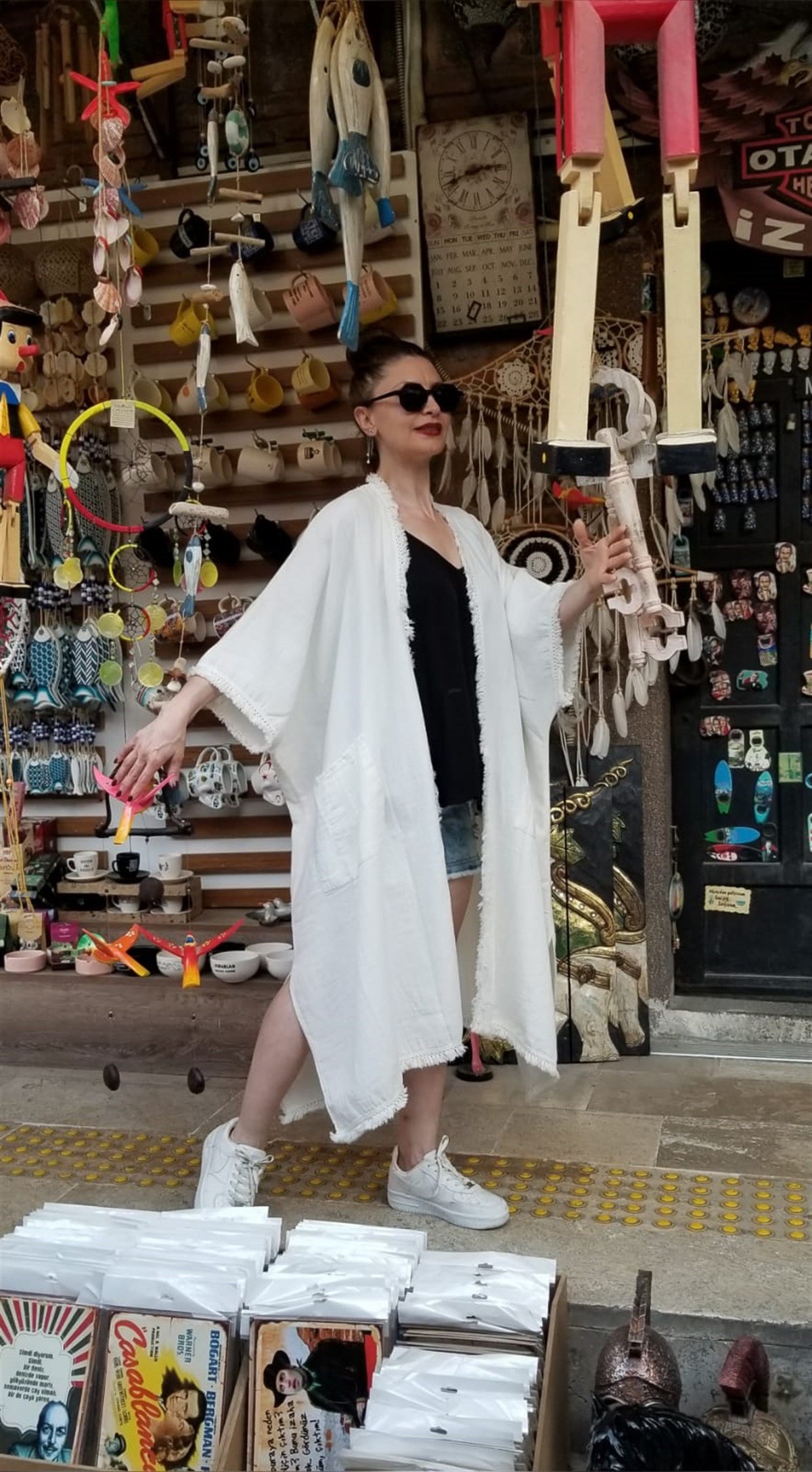 Müslin Kumaş Naturel Beyaz Cepli Kaftan