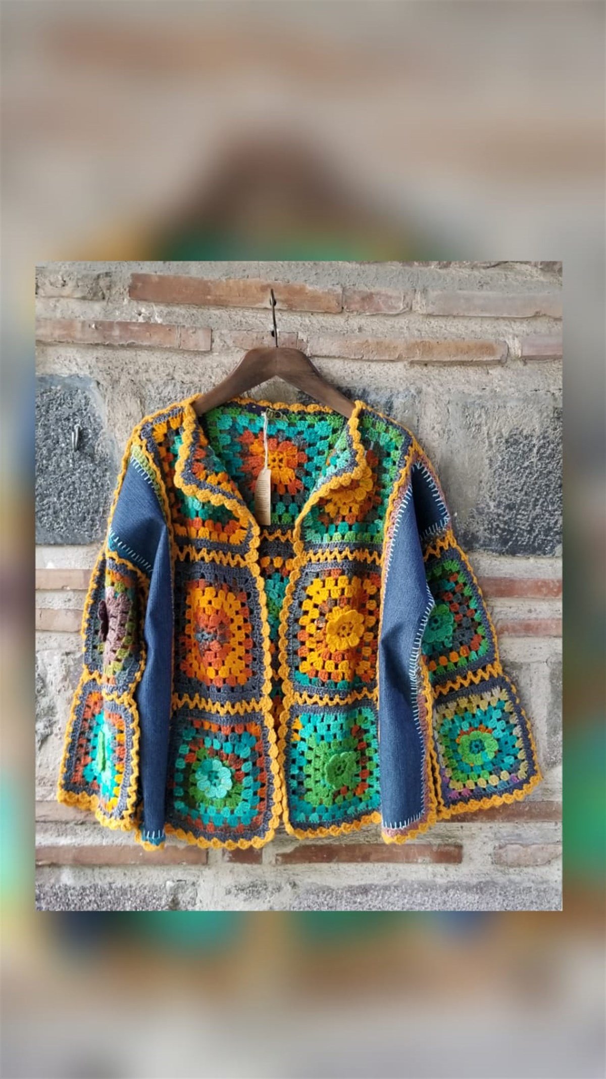 Tığ İşi Kot Detaylı Hırka