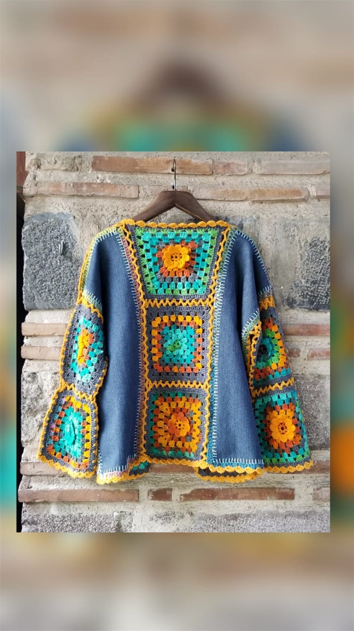 Tığ İşi Kot Detaylı Hırka