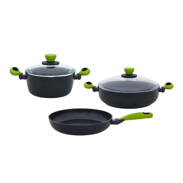 Leggno Colorgy 5 Parça Set Derin Tencere 22 cm + Sığ Tencere + Tava 26 cm Yeşil