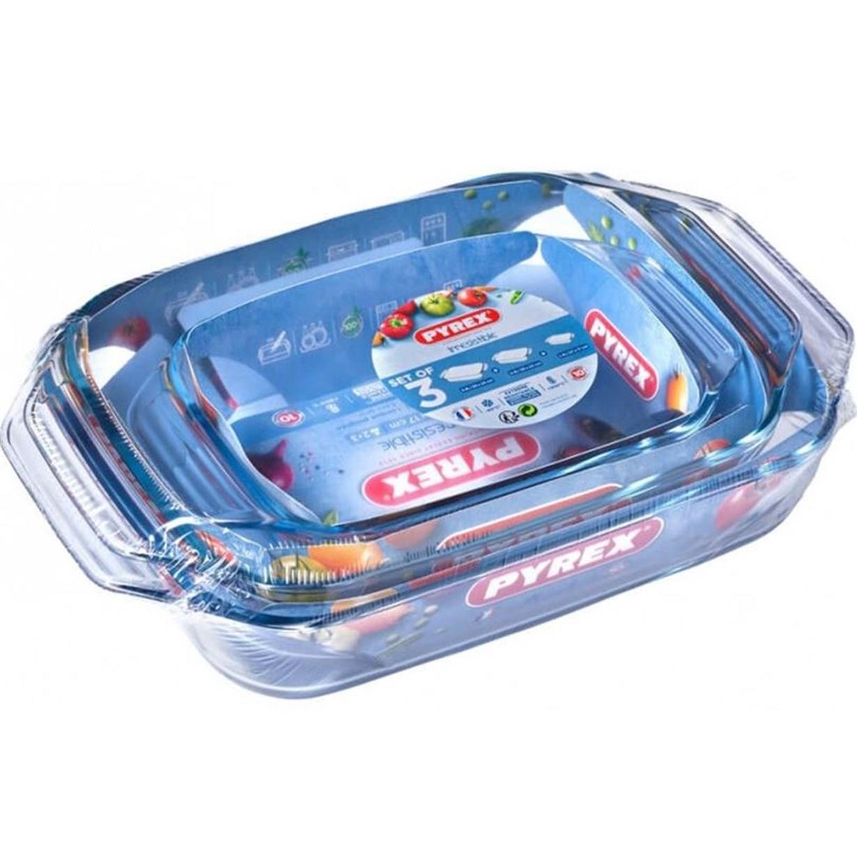 Pyrex 3'Lü Dikdörtgen Fırın Kabı Seti