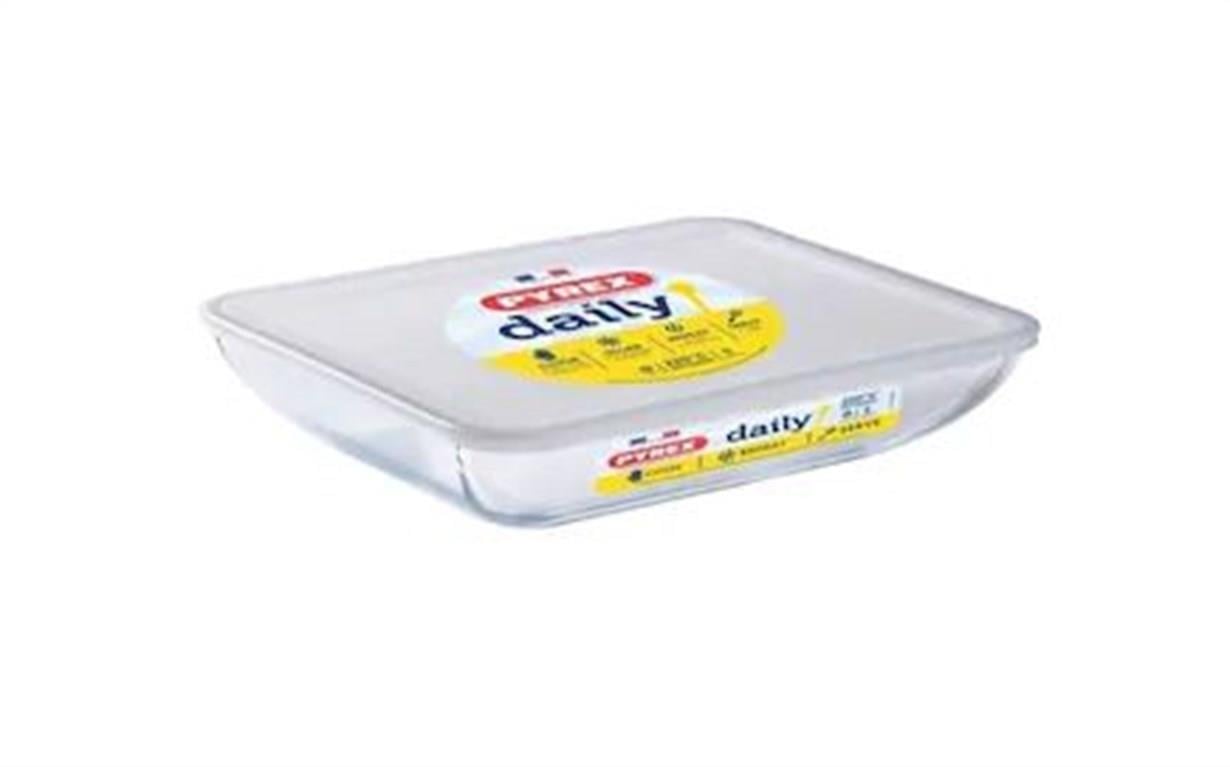 Pyrex Kapaklı Dikdörtgen Fırın Kabı 27 x 22 x 9 cm