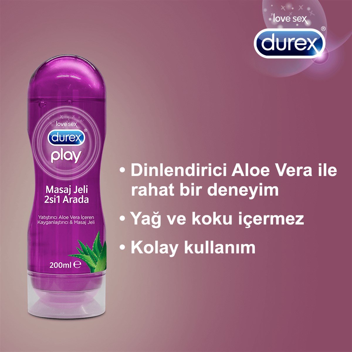 DUREX PLAY 2IN1 MASAJ JELİ VE KAYGANLAŞTIRICI ALOE VERA 200 ML