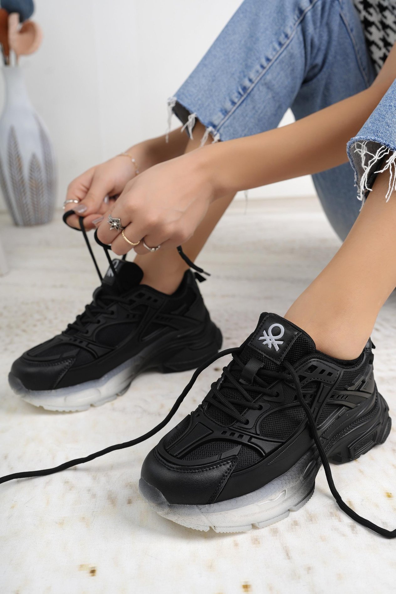 Benetton 11120 Siyah Memory Foam Kadın Sneakers