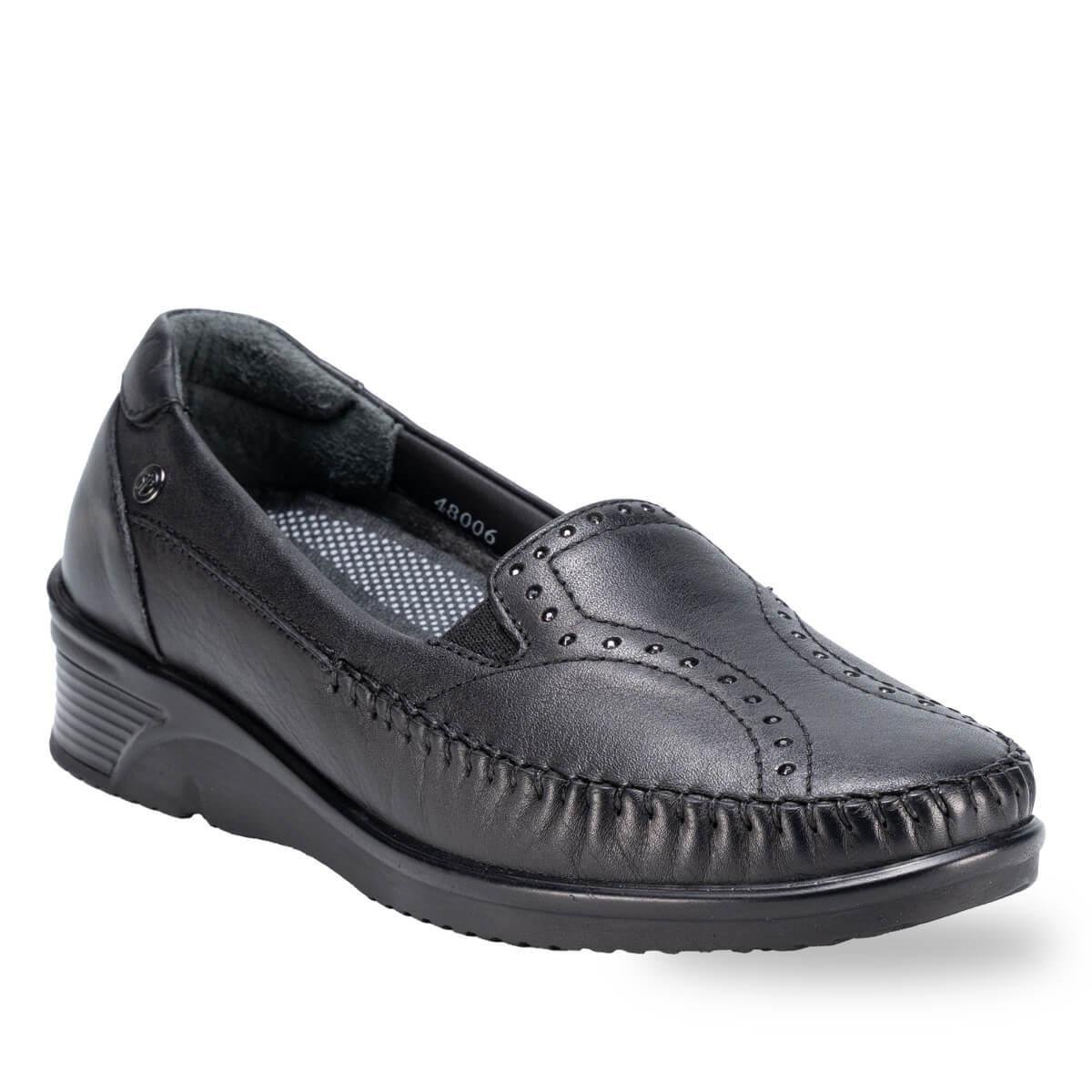 Forelli Erva 48006 Siyah Hakiki Deri Kadın Ayakkabı