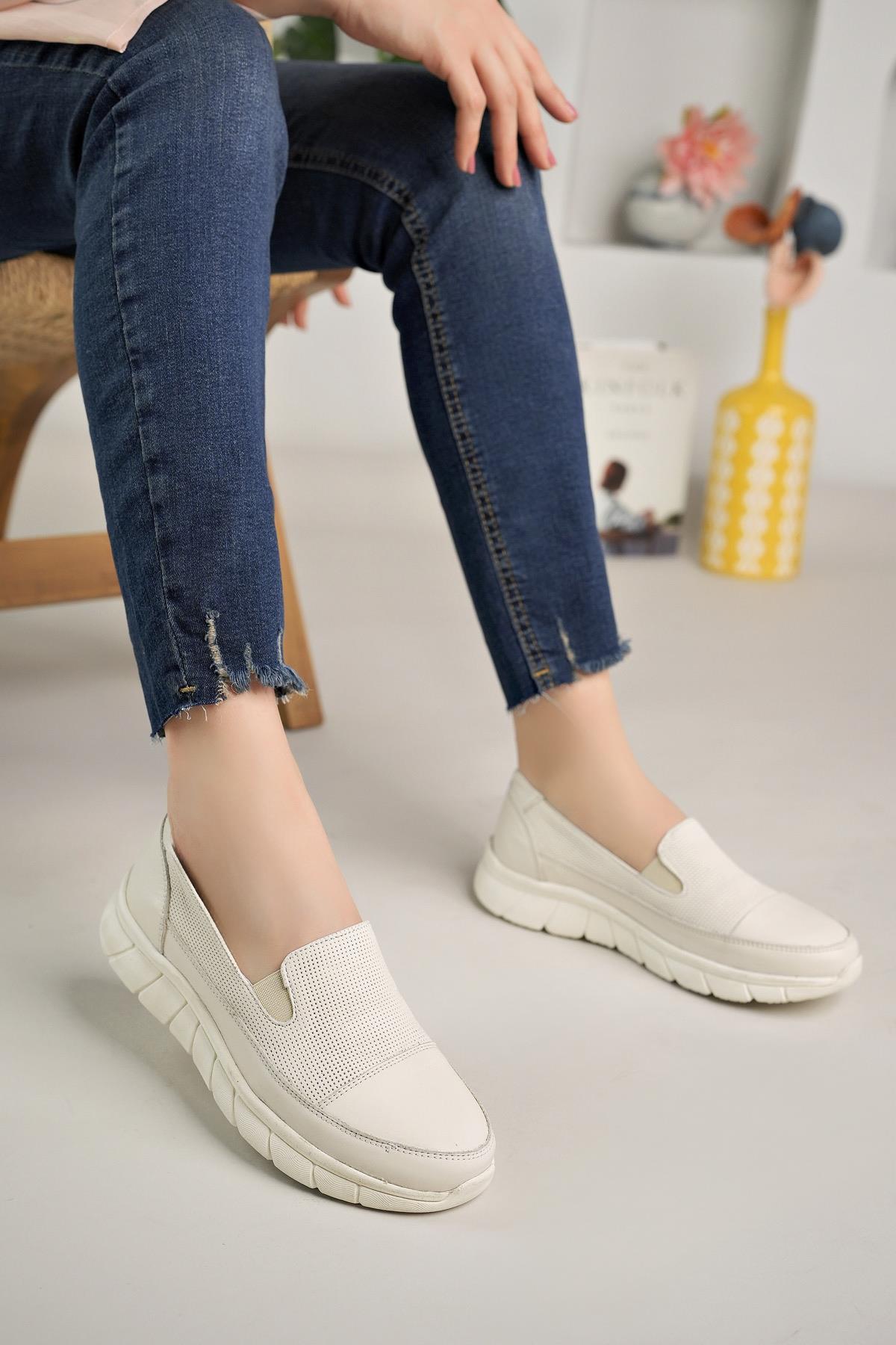 Mammamia D24YA 3620 Kemik Hakiki Deri Anatomik Kadın Ayakkabı