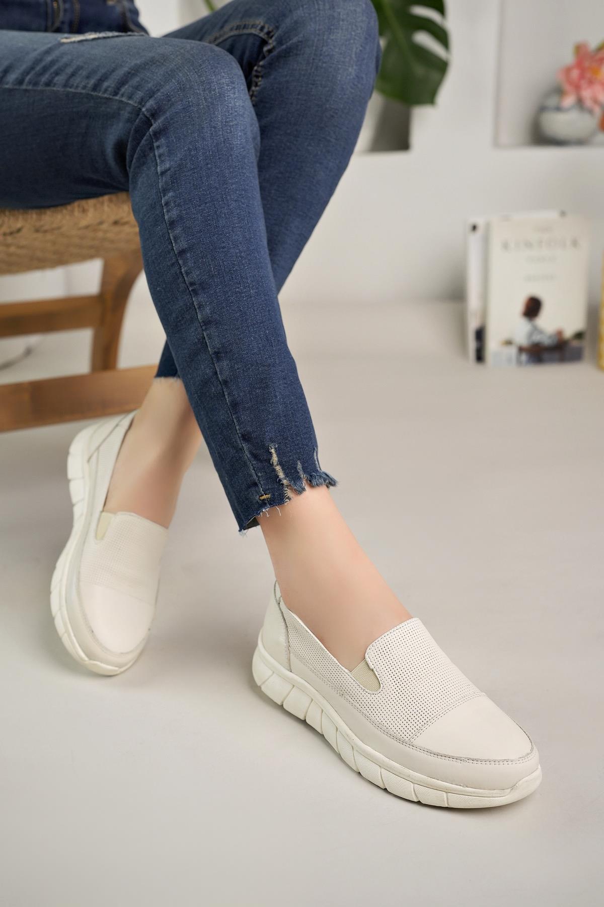 Mammamia D24YA 3620 Kemik Hakiki Deri Anatomik Kadın Ayakkabı