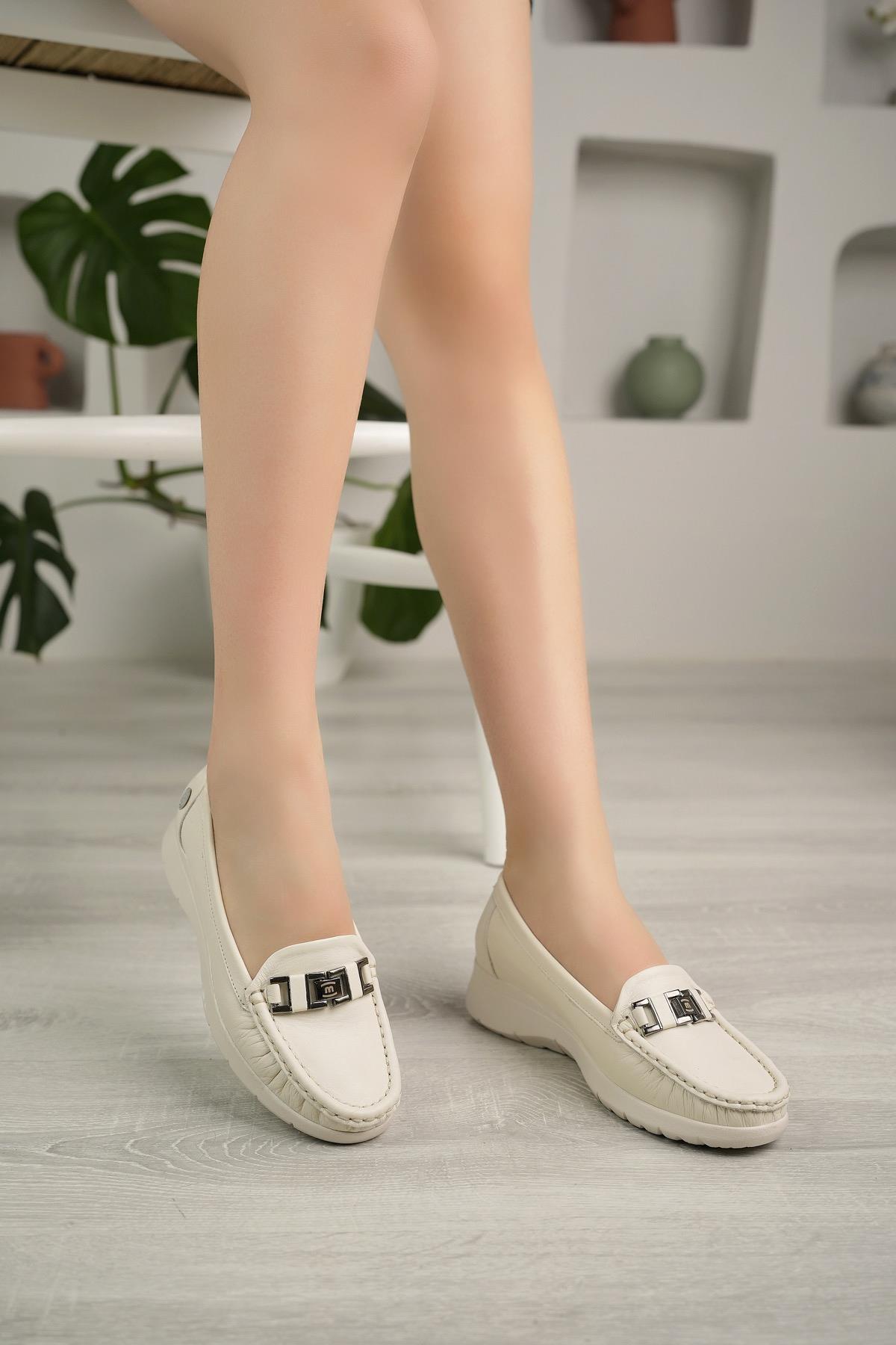 Mammamia D24YA 685 Kemik Hakiki Deri Anatomik Kadın Ayakkabı