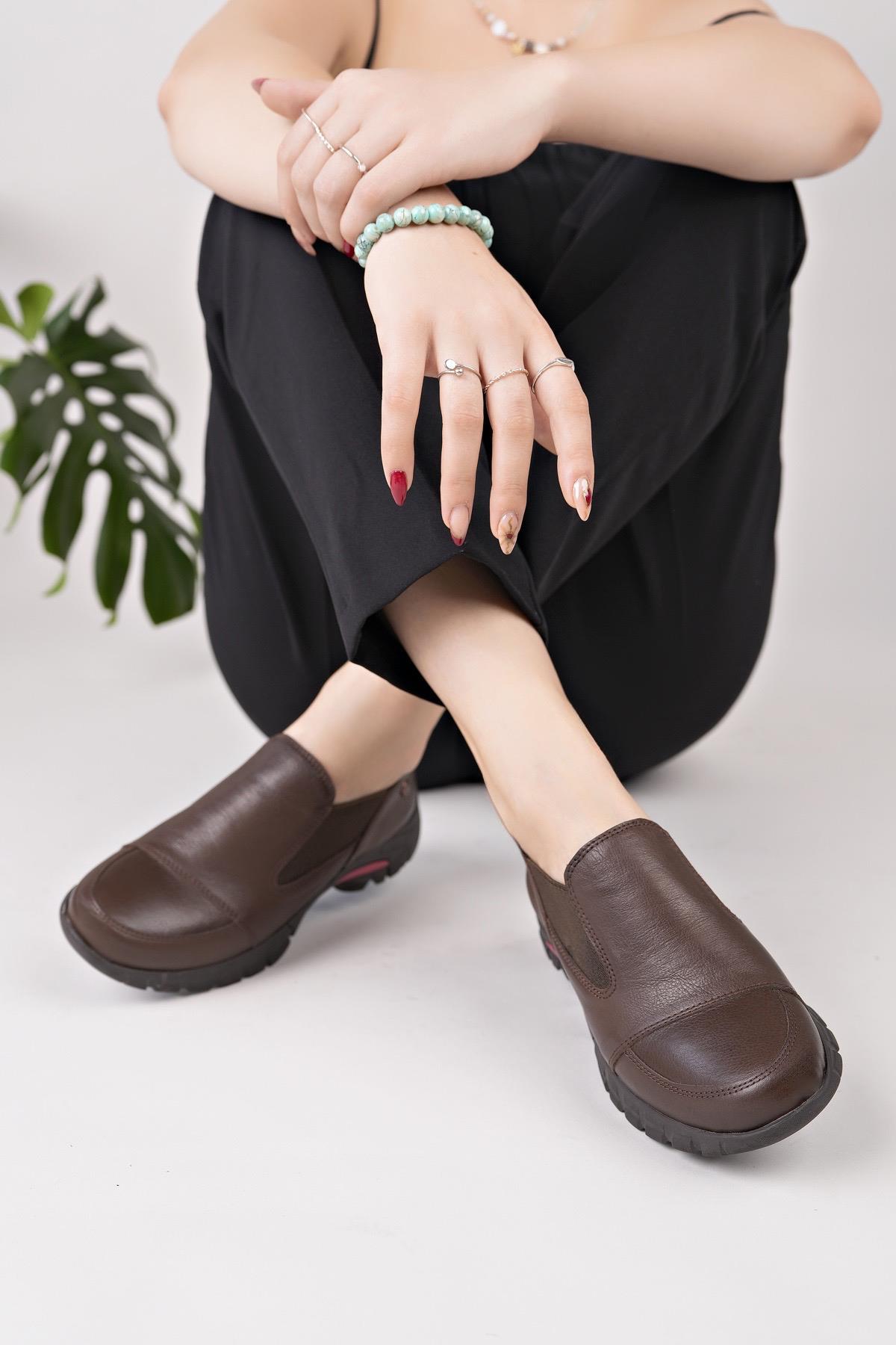 Mammamia D25KA 3480 Kahve Hakiki Deri Kadın Ayakkabı