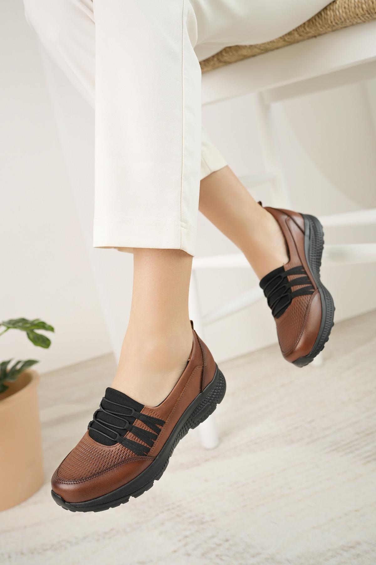 Mariotto 017 Taba Hakiki Deri Anatomik Kadın Şeker Ayakkabısı