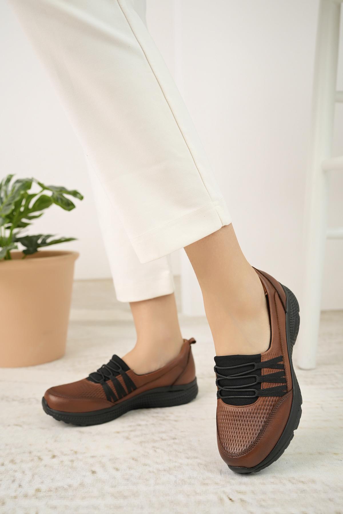 Mariotto 017 Taba Hakiki Deri Anatomik Kadın Şeker Ayakkabısı