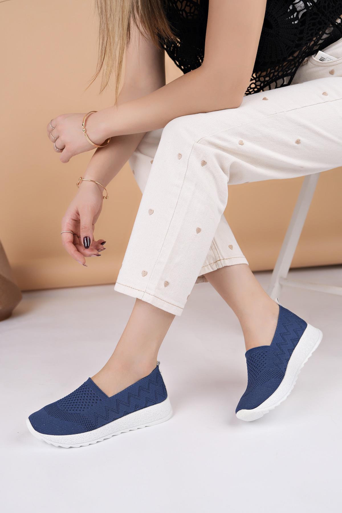 Nesil shoes Aky 055 Lacivert Triko Yazlık Kadın Ayakkabı