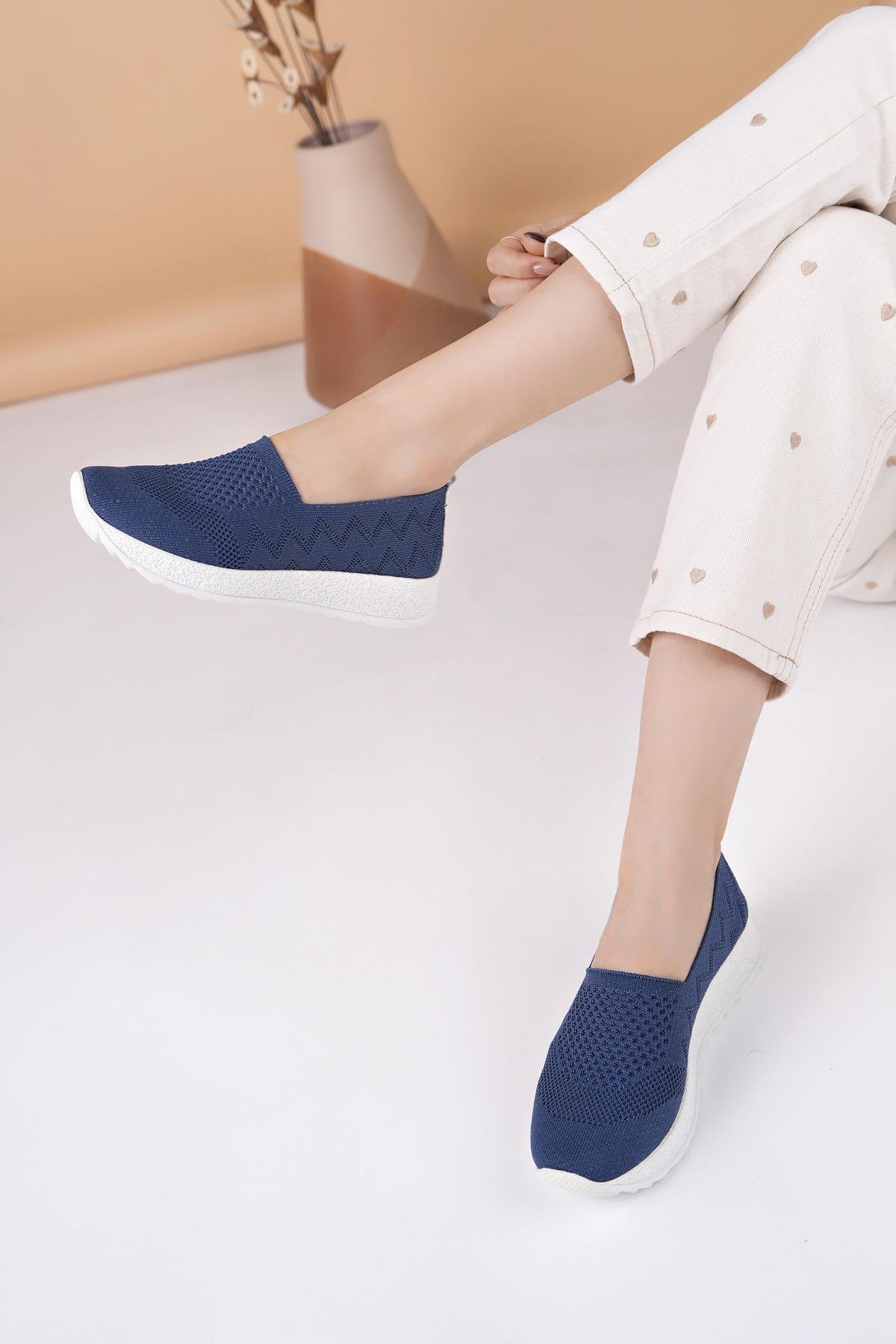 Nesil shoes Aky 055 Lacivert Triko Yazlık Kadın Ayakkabı