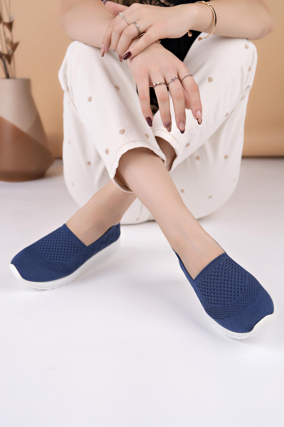 Nesil shoes Aky 055 Lacivert Triko Yazlık Kadın Ayakkabı