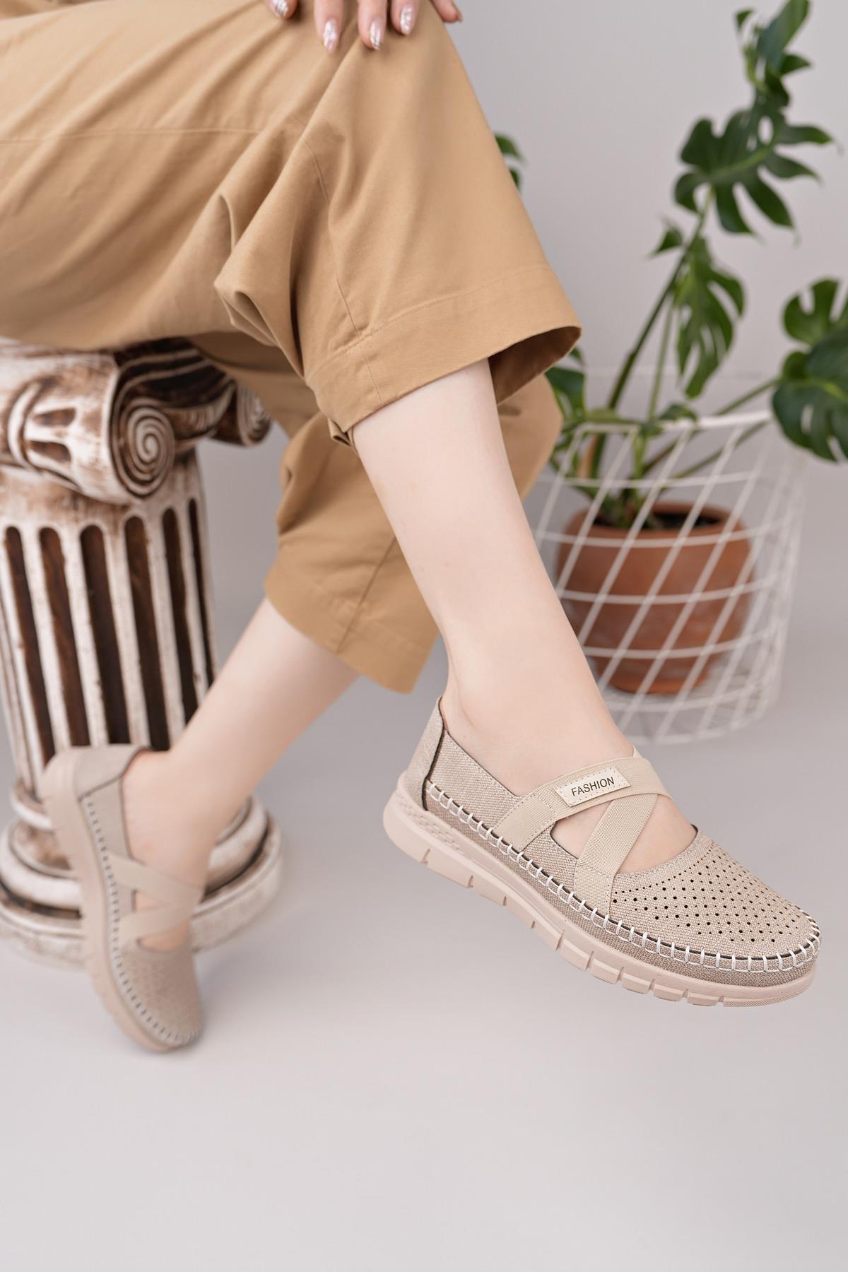 Nesil Shoes Ayzen 772 Vizon Delikli Anatomik Kadın Ayakkabı