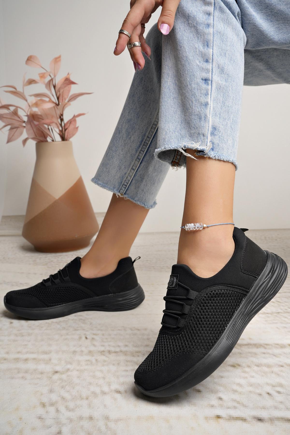 Nesil Shoes Bsea 562 Siyah Memory Foam Kadın Yürüyüş Ayakkabısı