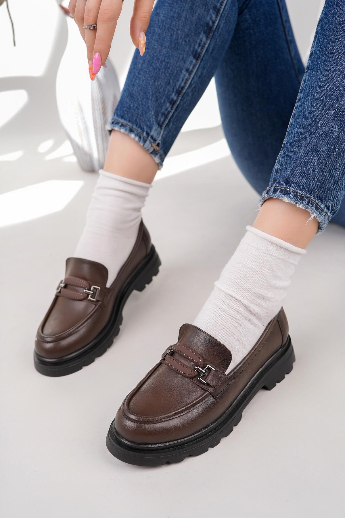 Nesil Shoes Fncy 816 Kahve Maskulen Kadın Lofer