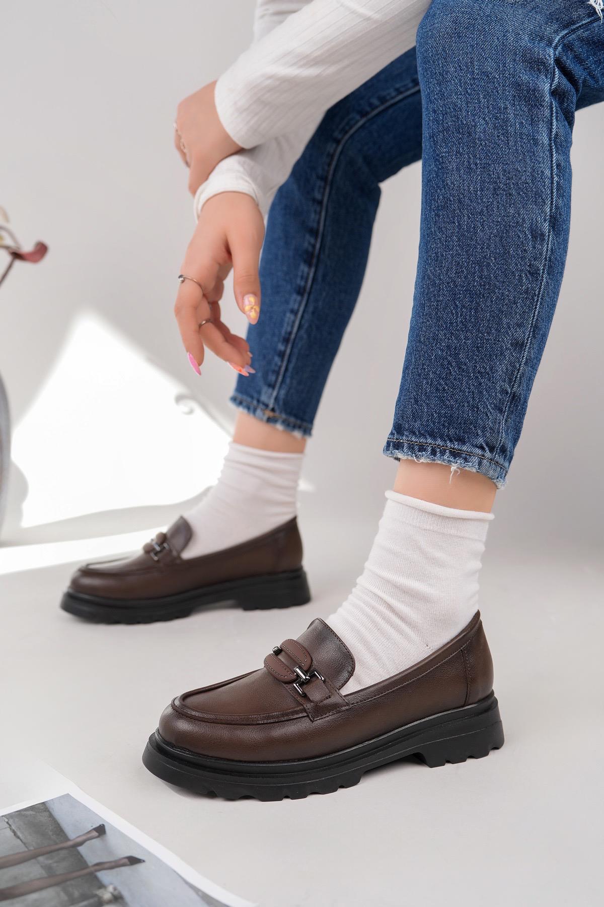 Nesil Shoes Fncy 816 Kahve Maskulen Kadın Lofer