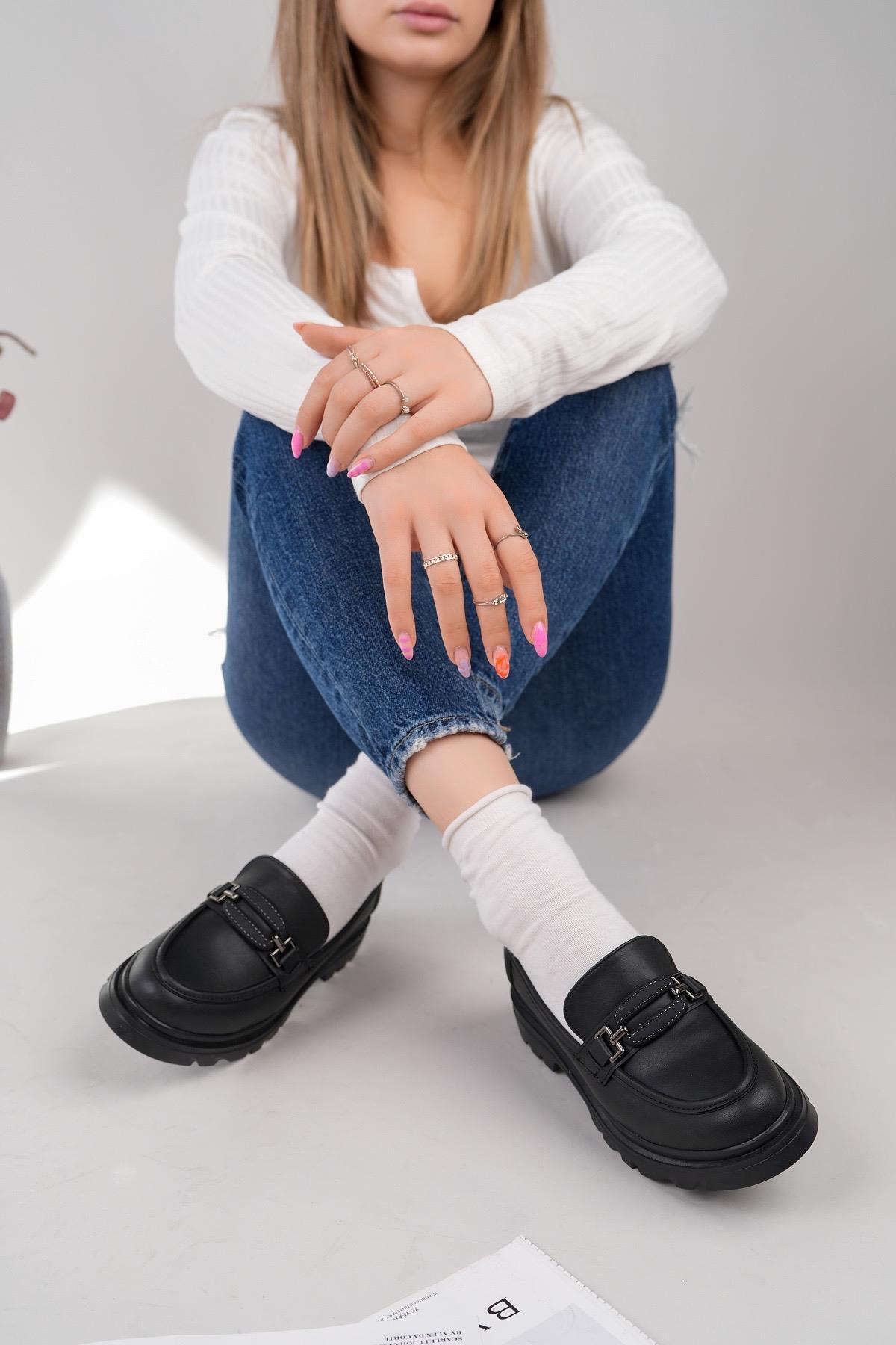 Nesil Shoes Fncy 816 Siyah Maskulen Kadın Lofer