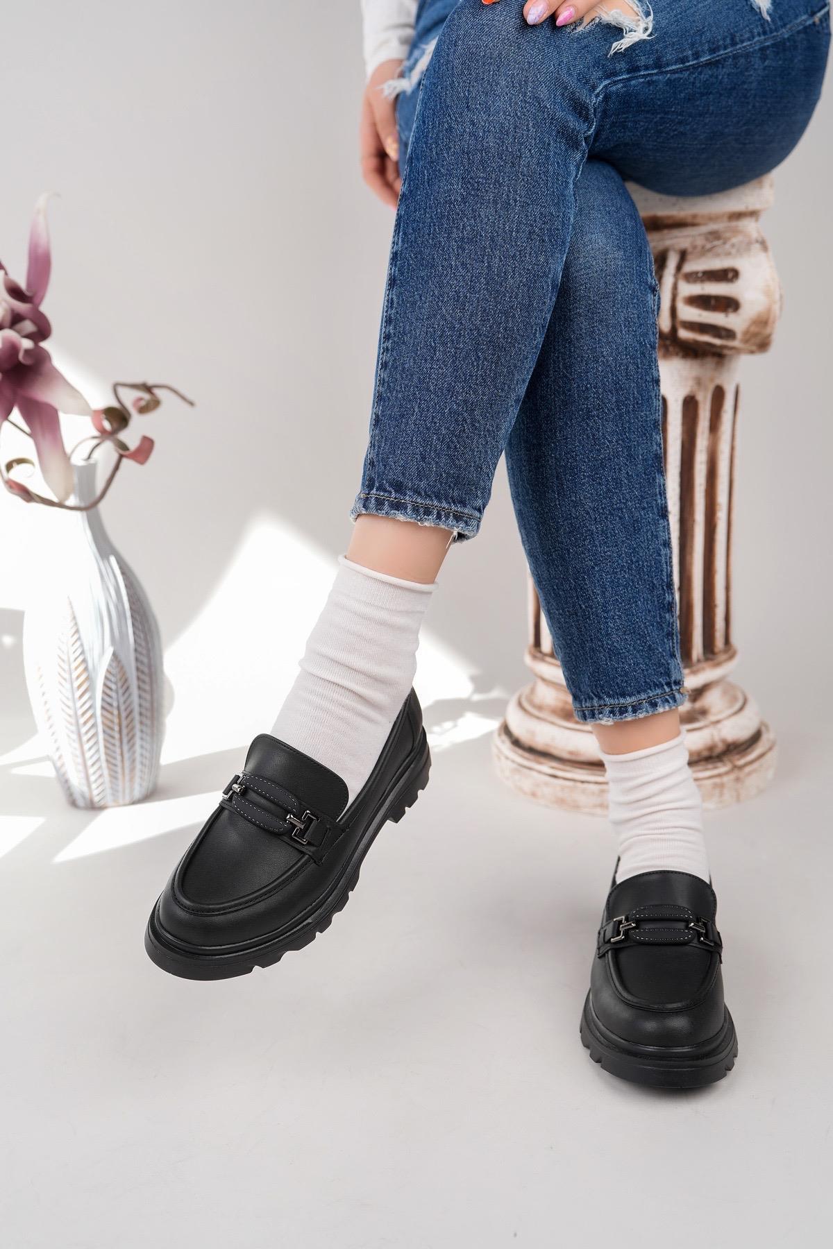 Nesil Shoes Fncy 816 Siyah Maskulen Kadın Lofer