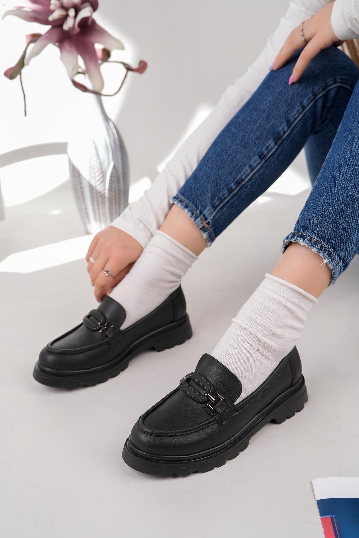 Nesil Shoes Fncy 816 Siyah Maskulen Kadın Lofer