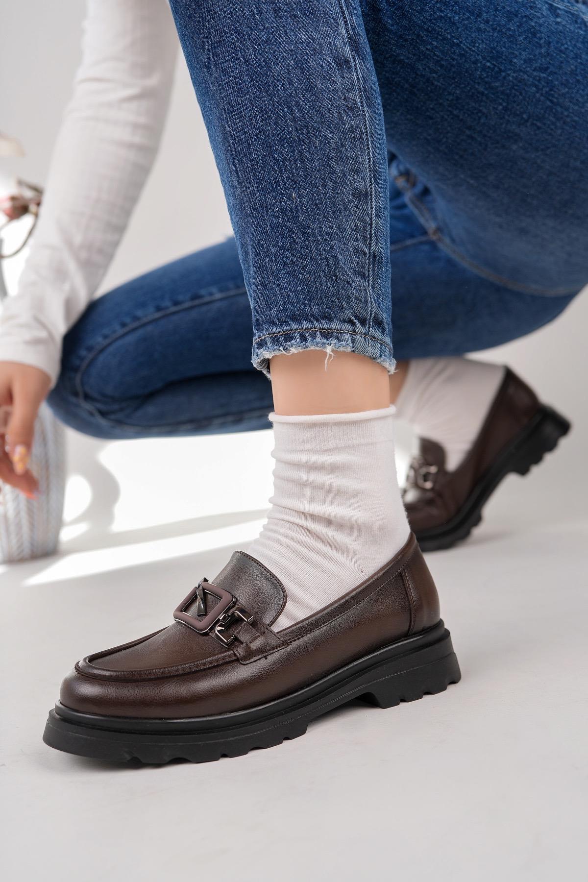 Nesil Shoes Fncy 819 Kahve Maskulen Kadın Lofer