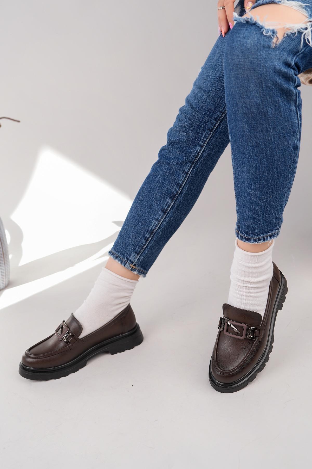 Nesil Shoes Fncy 819 Kahve Maskulen Kadın Lofer