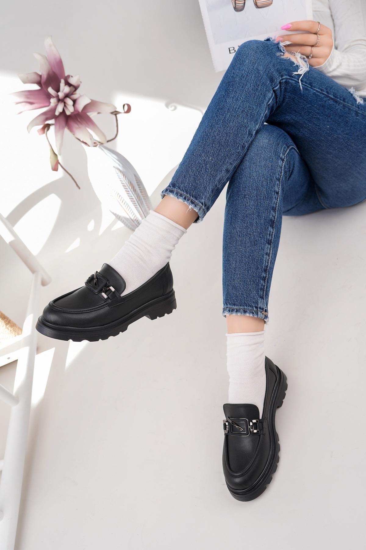 Nesil Shoes Fncy 819 Siyah Maskulen Kadın Lofer