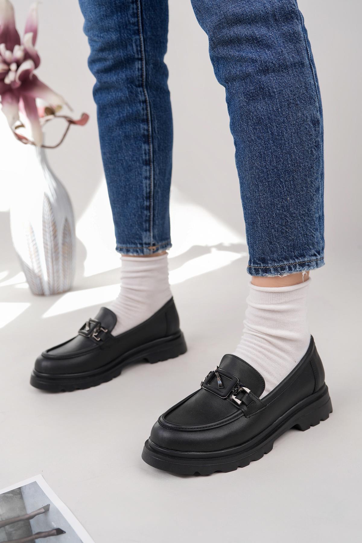 Nesil Shoes Fncy 819 Siyah Maskulen Kadın Lofer