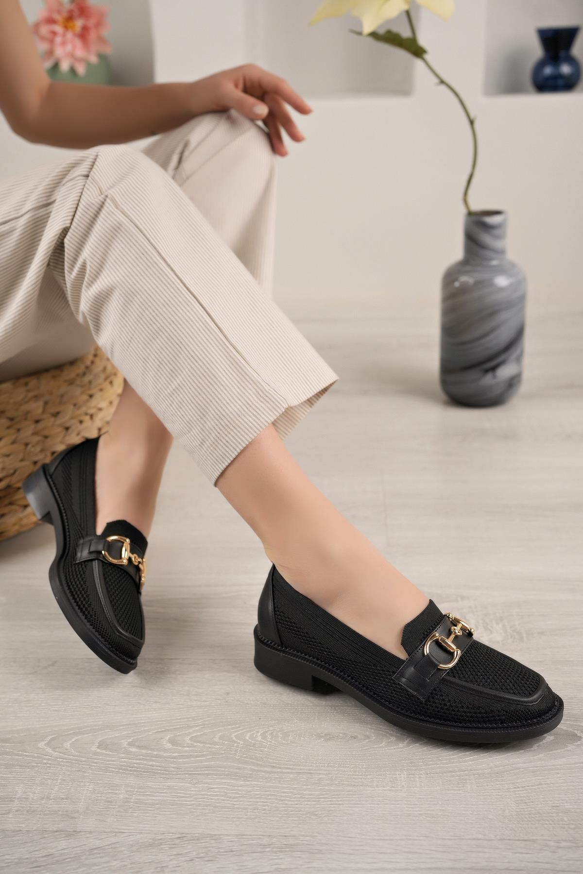 Nesil Shoes Palm 05 Siyah Triko Makosen Kadın Ayakkabı