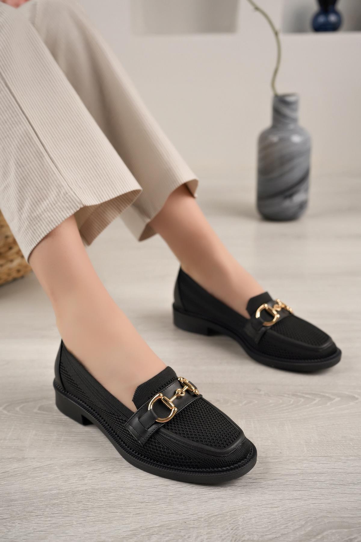 Nesil Shoes Palm 05 Siyah Triko Makosen Kadın Ayakkabı