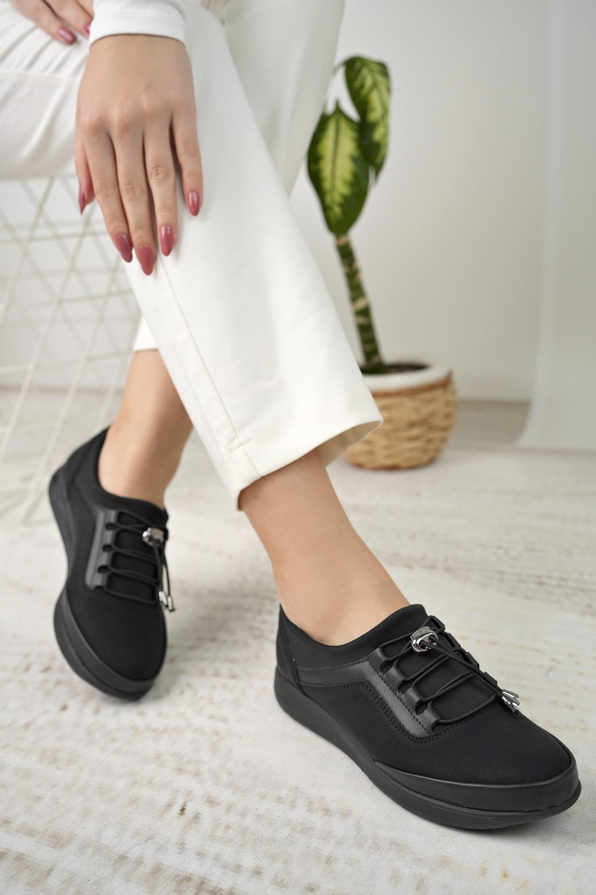 Nesil Shoes Sdf 702 Siyah Zümrüt Anatomik Kadın Ayakkabı