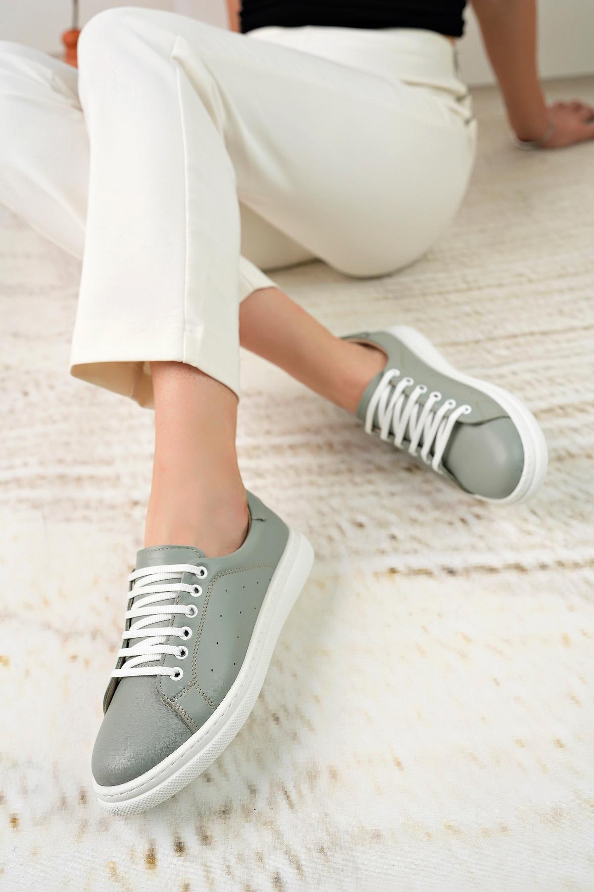 Nesil Shoes Syg P55 Yeşil Hakiki Deri Kadın Ayakkabı