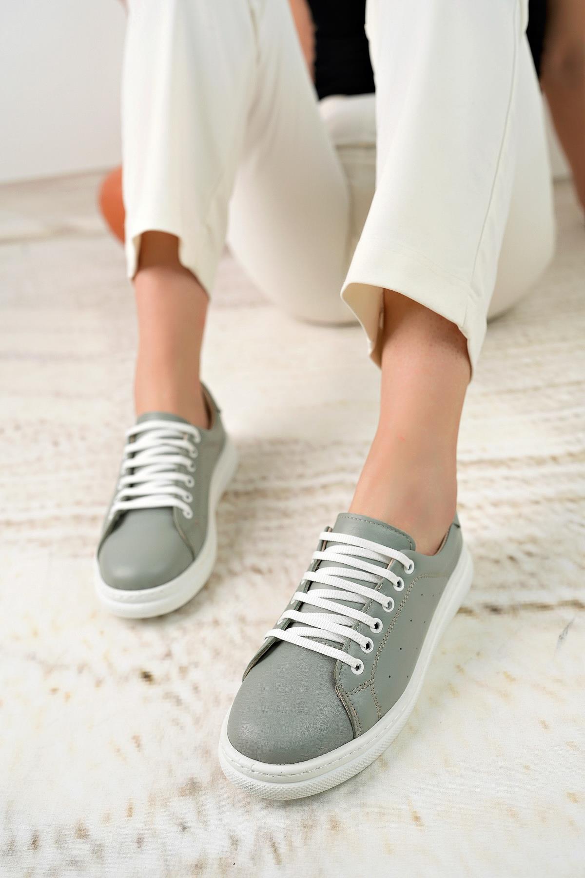 Nesil Shoes Syg P55 Yeşil Hakiki Deri Kadın Ayakkabı