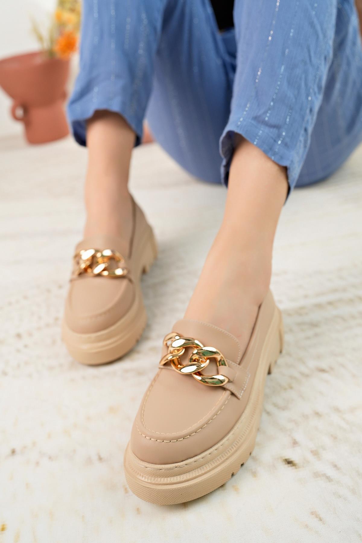 Nesil Shoes Tarha 207 Nude Maskülen Kadın Ayakkabı