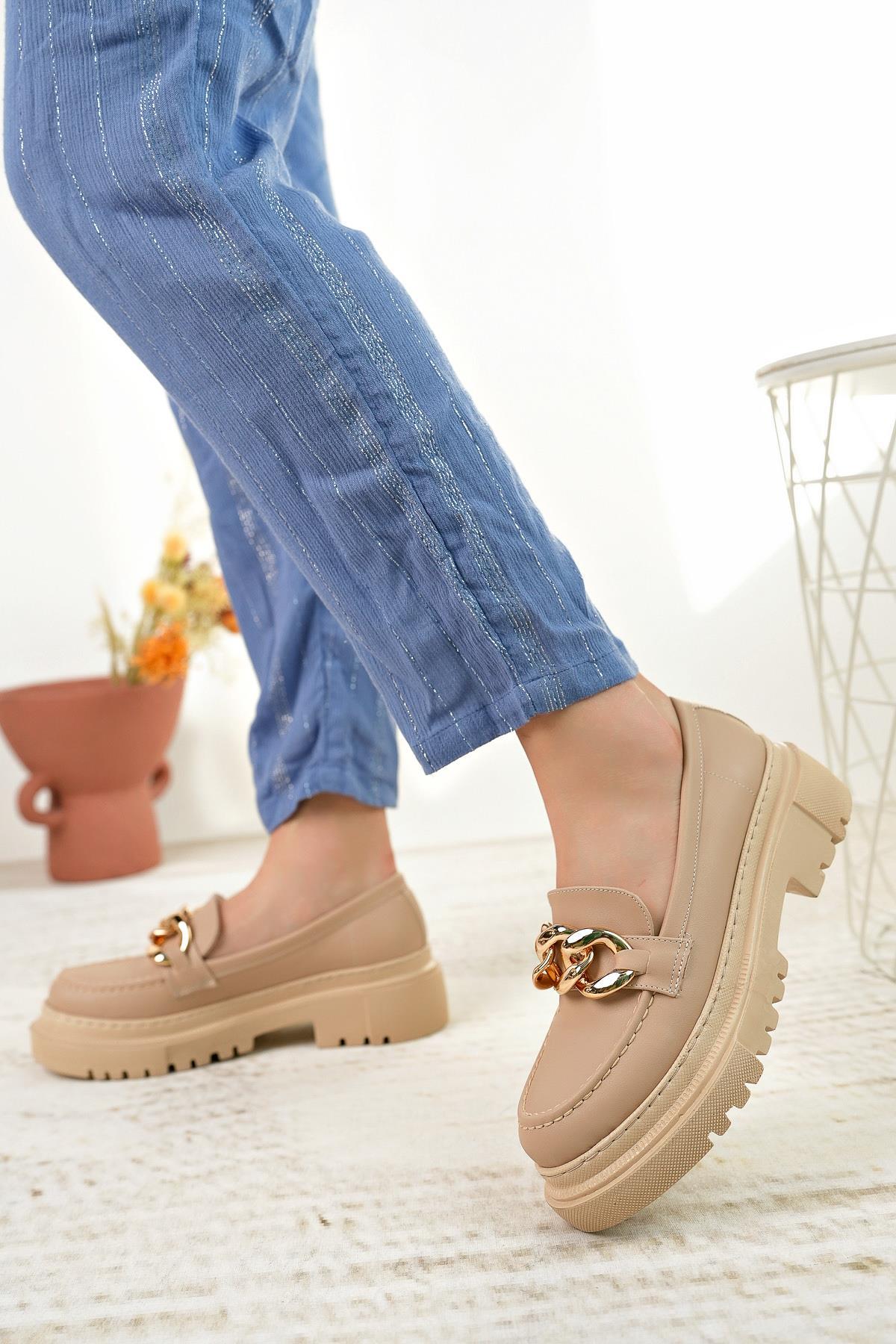Nesil Shoes Tarha 207 Nude Maskülen Kadın Ayakkabı