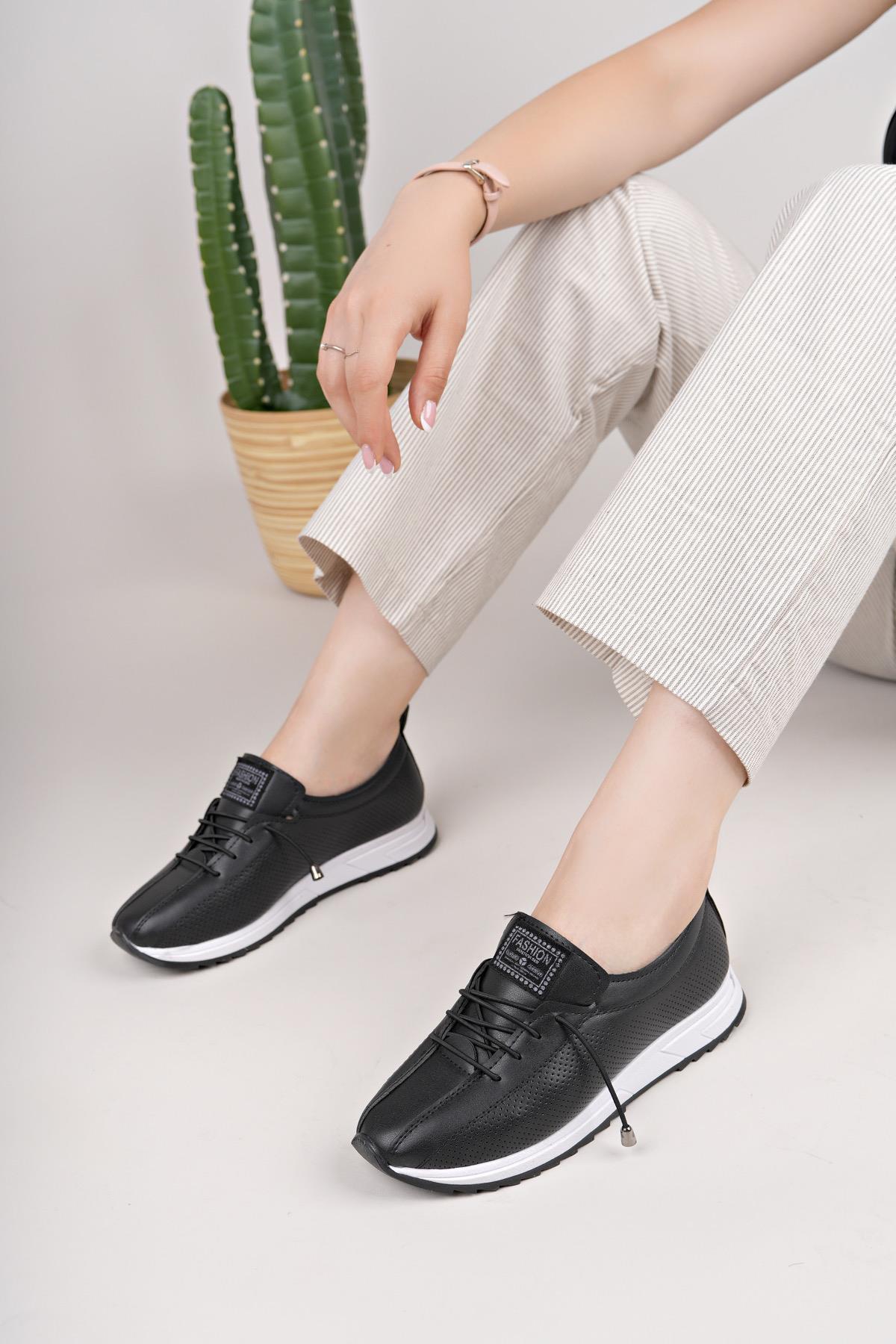 Nesil Shoes Wiss 026 Siyah Anatomik Kadın Ayakkabı