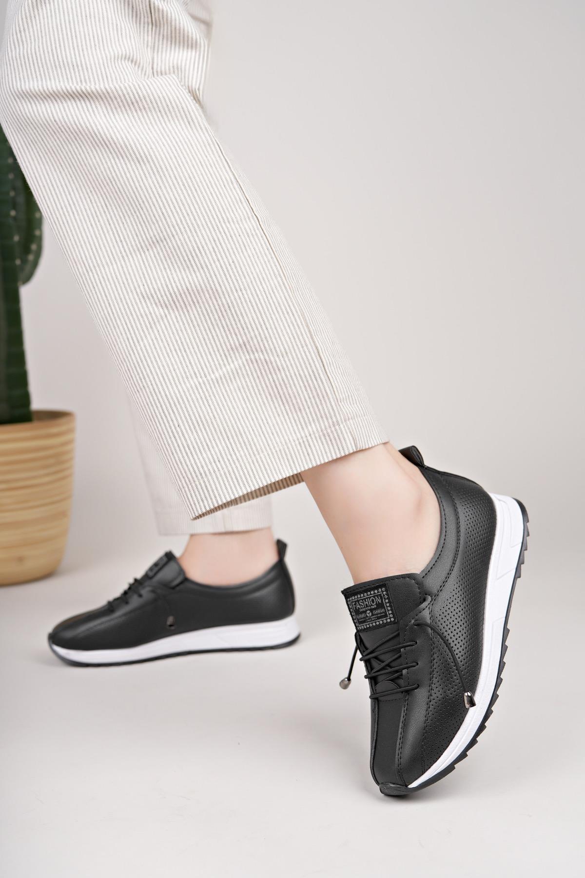 Nesil Shoes Wiss 026 Siyah Anatomik Kadın Ayakkabı