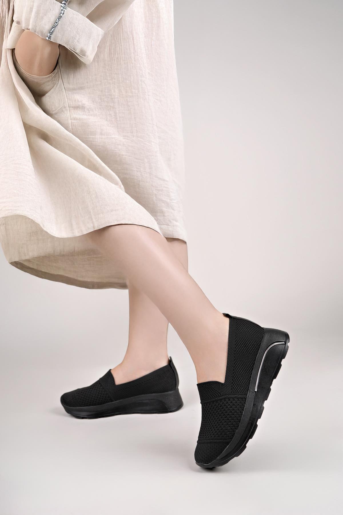Nesil Shoes Wiss 250 Siyah Örgü Triko Kadın Ayakkabı