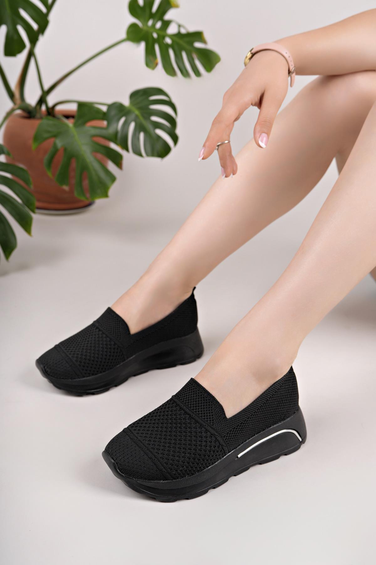 Nesil Shoes Wiss 250 Siyah Örgü Triko Kadın Ayakkabı