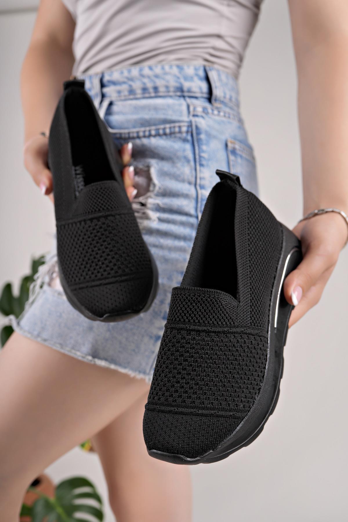 Nesil Shoes Wiss 250 Siyah Örgü Triko Kadın Ayakkabı
