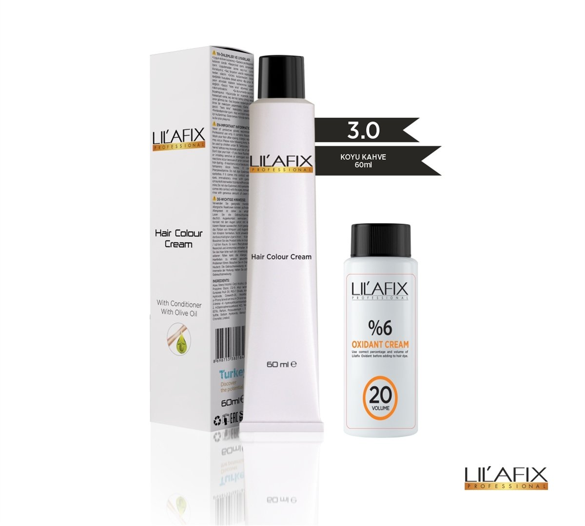 LİLAFİX  3.0  Koyu Kahve  Krem Tüp Boya-20 V Oksidan 60 ml